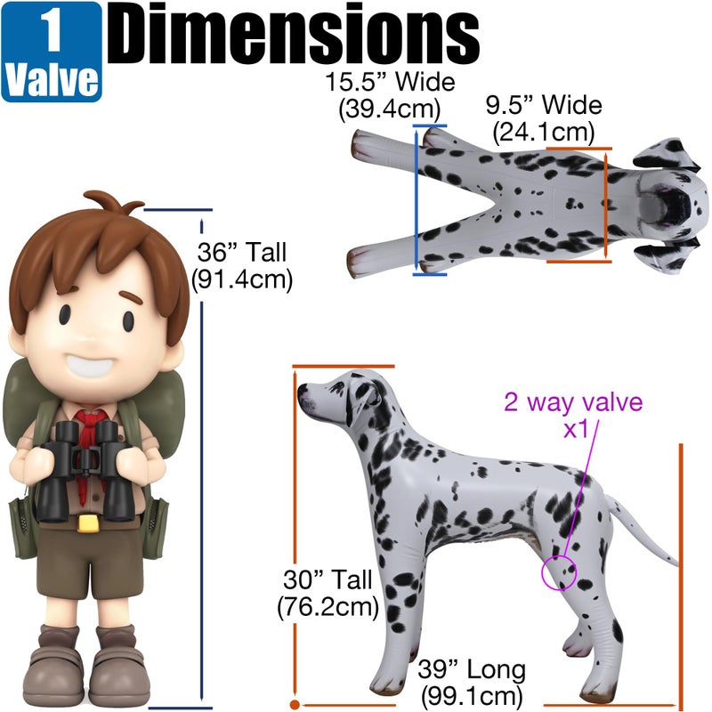 Jet Creations 39" L Inflatable Dalmatian Dog Black White Animal Puppy Pet Figure for Decor Play Thanksgiving Christmas WinterParty Birthday VBS Photo Prop, Gift for Boys Girls Kids, 1pc - Image 2